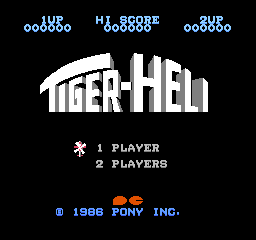 Tiger-Heli title screen for NES